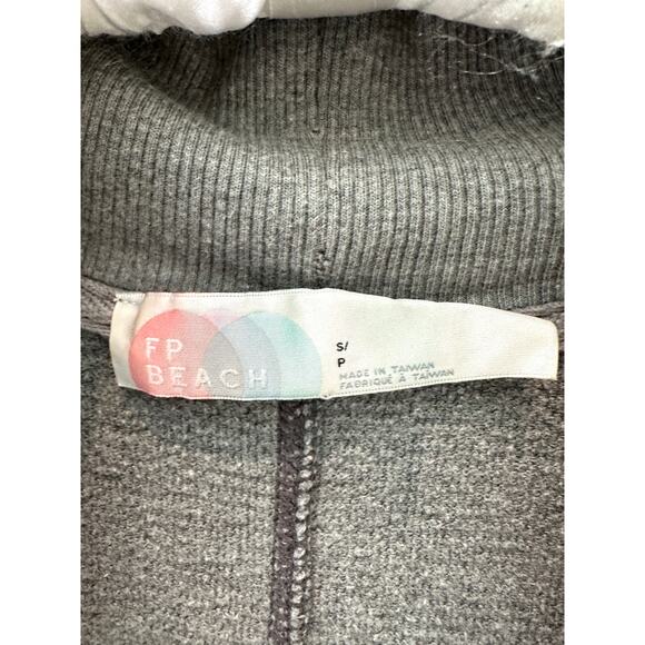 FREE PEOPLE BEACH Gray Open Front Cardigan Slouchy Balloon Sleeve Sweater Small - Picture 6 of 6